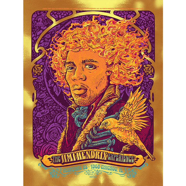 The Jimi Hendrix Experience February 25, 1968 Chicago, IL Gold Foil Variant